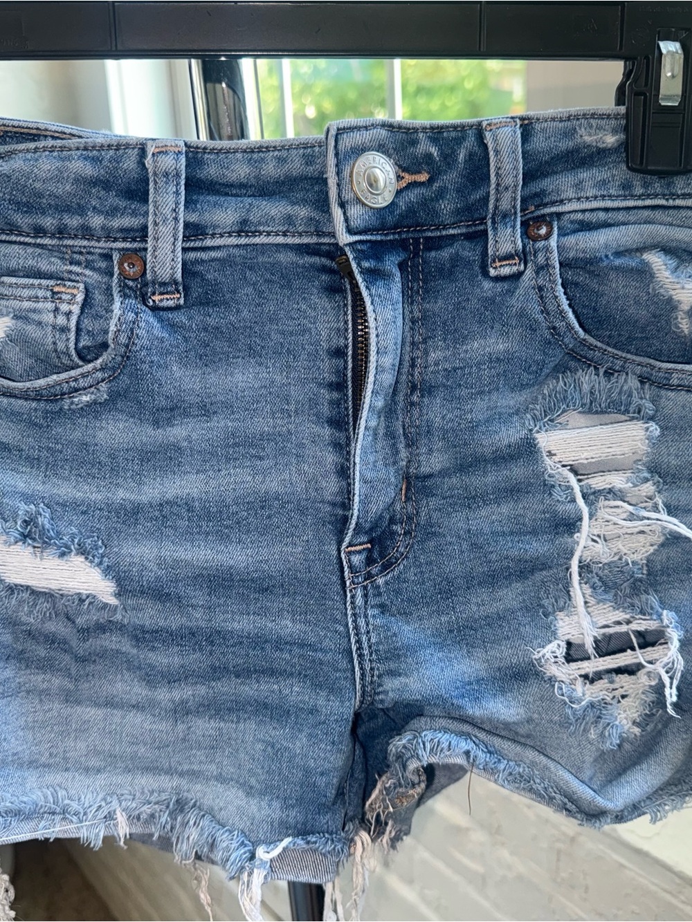 American Eagle Outfitters Distressed Blue Denim Cutoff Shorts